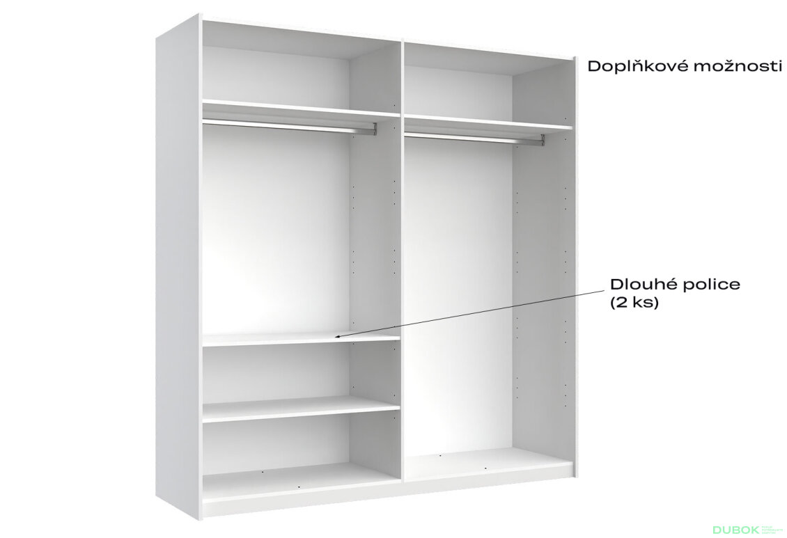 Fotografia 9 - Skriňa s posuvnými dverami 2,0x2,1m (Dvere Lesklé Biele), séria N Family