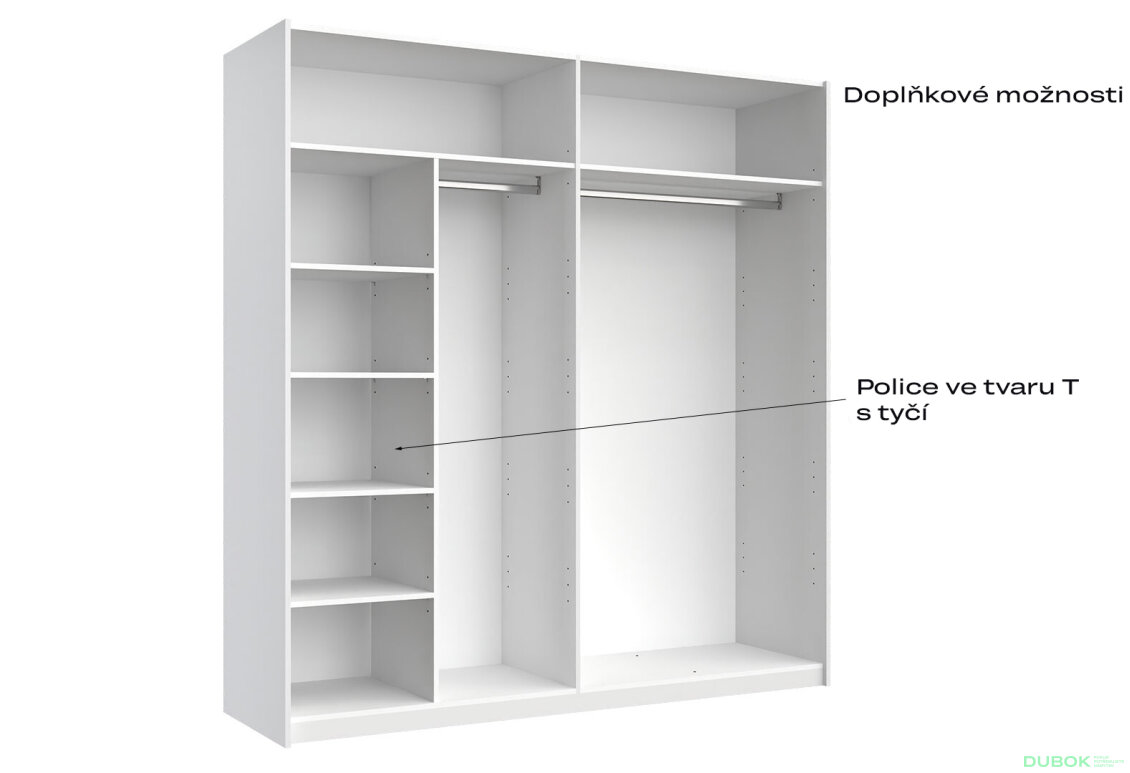 Fotografia 10 - Skriňa s posuvnými dverami 2,0x2,1m (Dvere Lesklé Biele), séria N Family