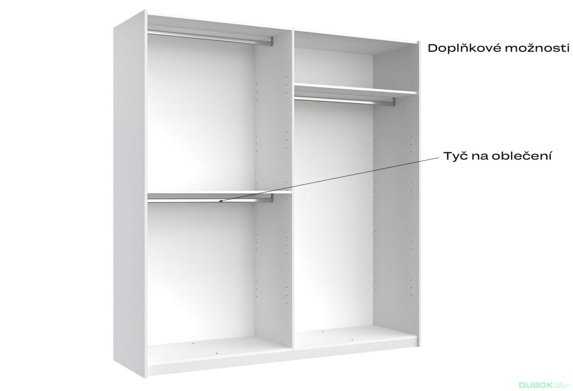 Fotografia 11 - Skriňa s posuvnými dverami 2,0x2,1m (Dvere Lesklé Biele), séria N Family