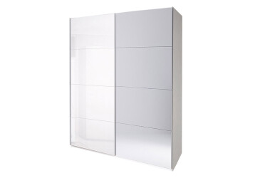 Skriňa s posuvnými dverami 2.0x2.1m (Dvere Lesklá Biela/Zrkadlo), séria N