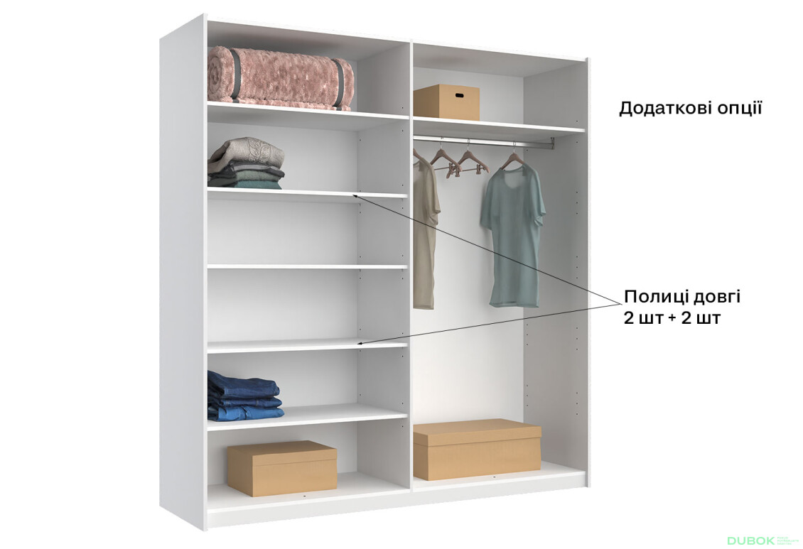 Skriňa s posuvnými dverami 2.0x2.1m (Dvere Lesklá Biela/Zrkadlo), séria N Family - Fotografia 11 Fotografia 11 - Skriňa s posuvnými dverami 2.0x2.1m (Dvere Lesklá Biela/Zrkadlo), séria N Family