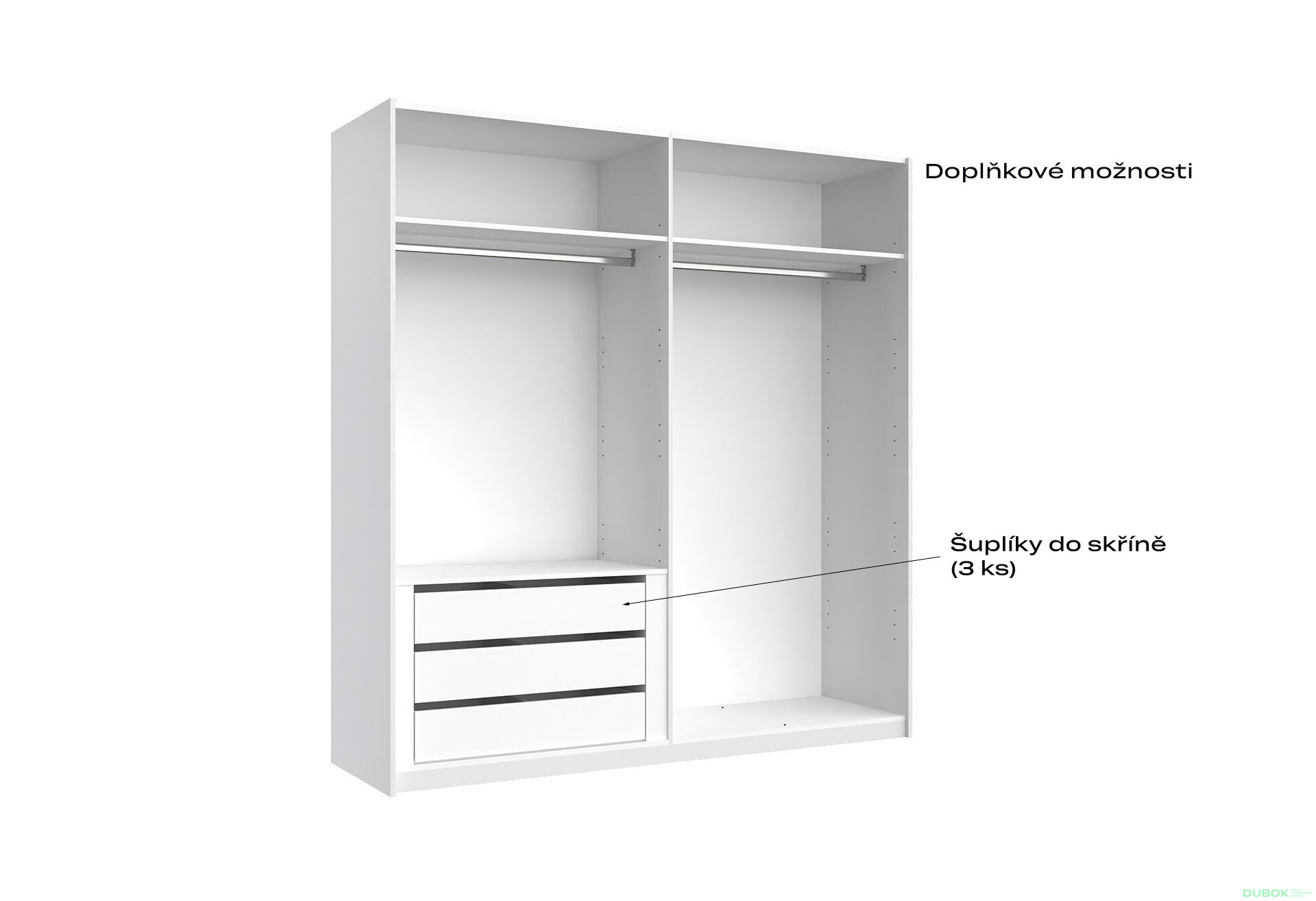 Fotografia 4 - Skriňa s posuvnými dverami 2.0x2.1m (Dvere Lesklá Biela/Zrkadlo), séria N Family