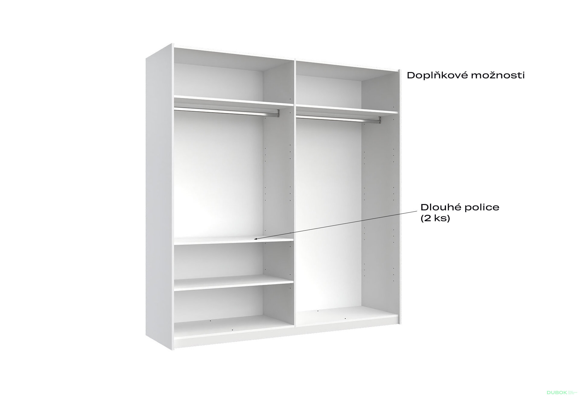 Fotografia 7 - Skriňa s posuvnými dverami 2.0x2.1m (Dvere Lesklá Biela/Zrkadlo), séria N Family