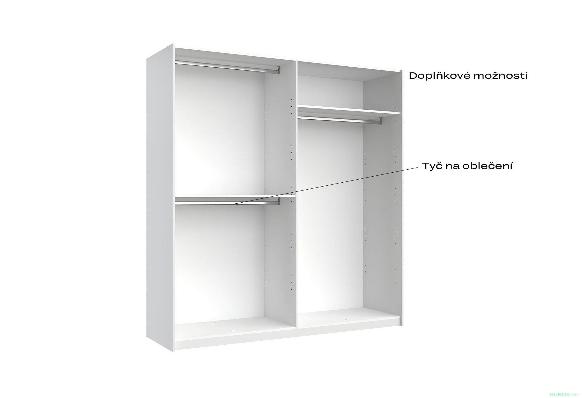 Fotografia 9 - Skriňa s posuvnými dverami 2.0x2.1m (Dvere Lesklá Biela/Zrkadlo), séria N Family