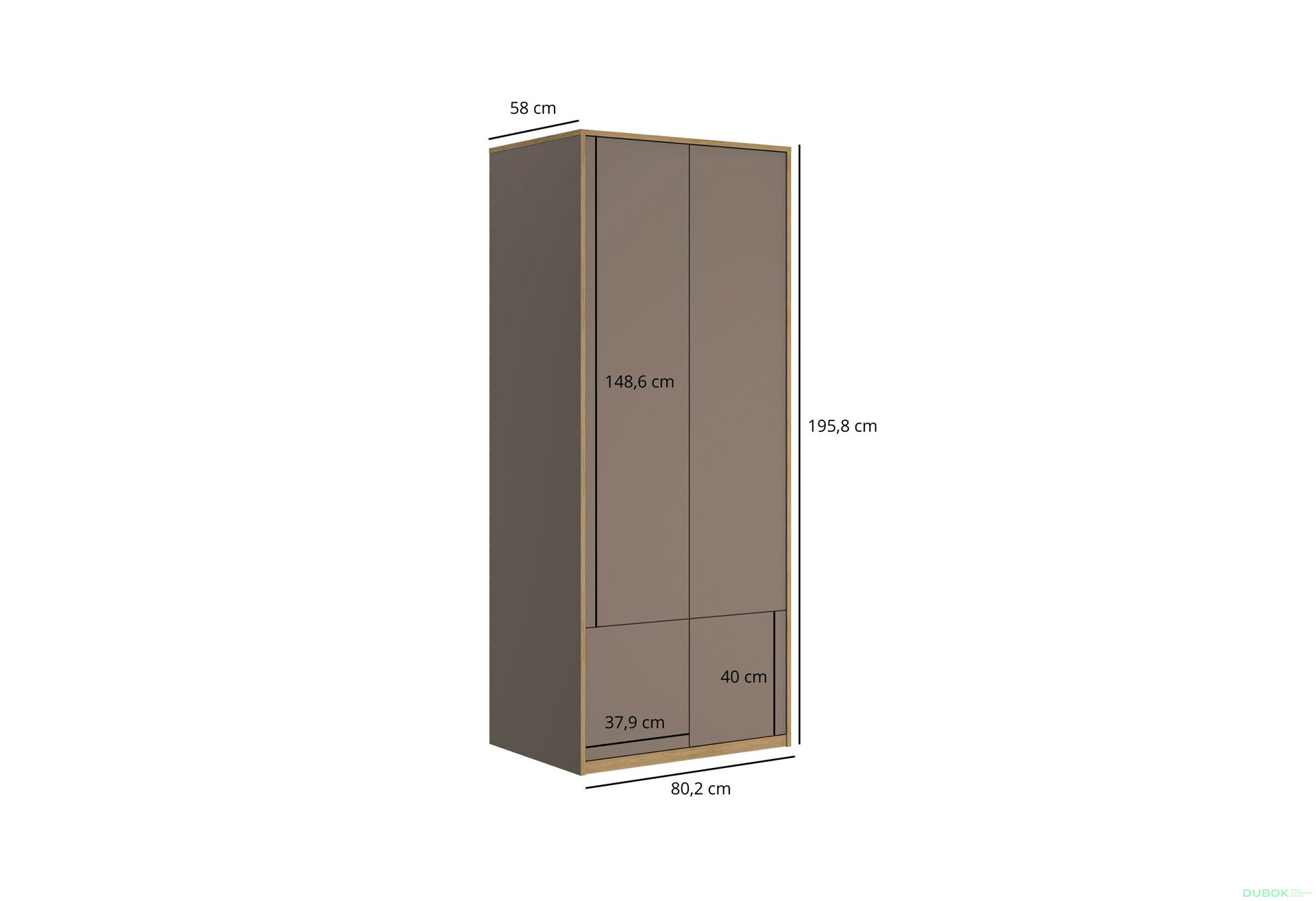 Fotografia 6 - Skriňa štvordverová Complex 80x196x58 cm sivý kubanit