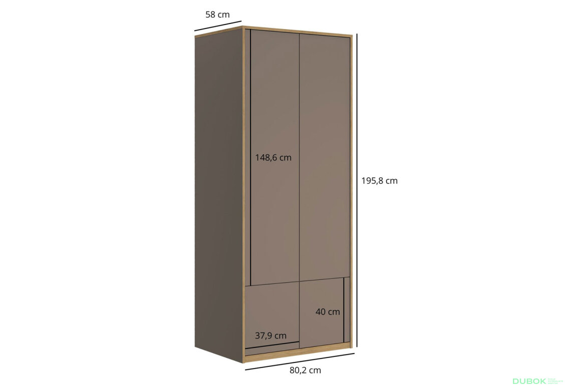 Fotografia 6 - Skriňa štvordverová Complex 80x196x58 cm sivý kubanit