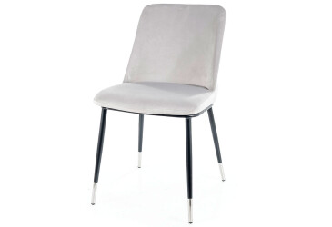 Stolička Jill Velvet svetlo šedý Bluvel 03, kov čierna / chrome