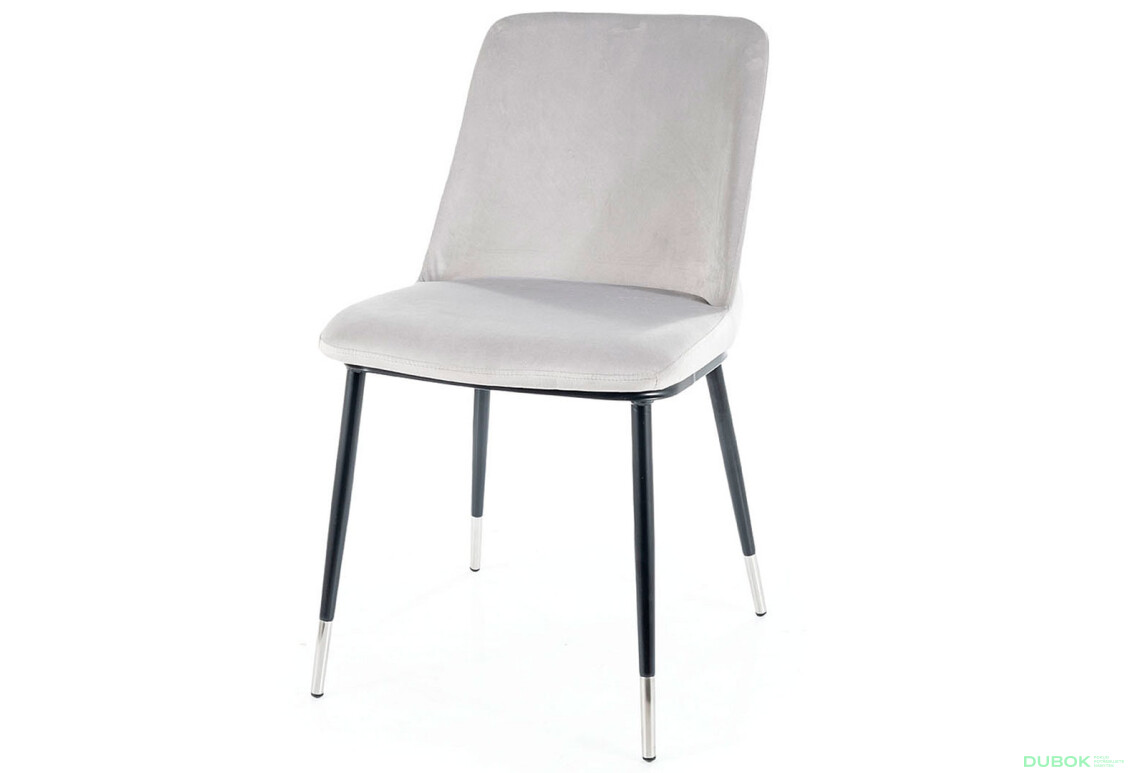 Stolička Jill Velvet svetlo šedý Bluvel 03, kov čierna / chrome