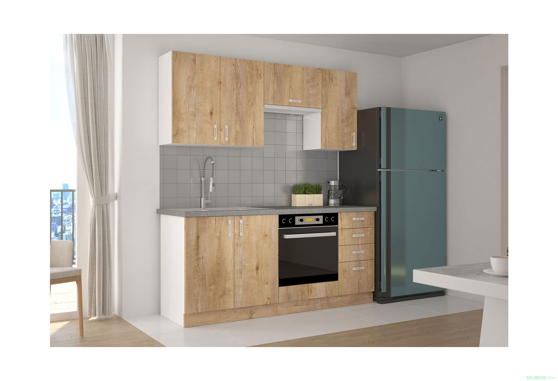 Fotografia 3 - Modulárna kuchyňa Sara biela / dub burgundský