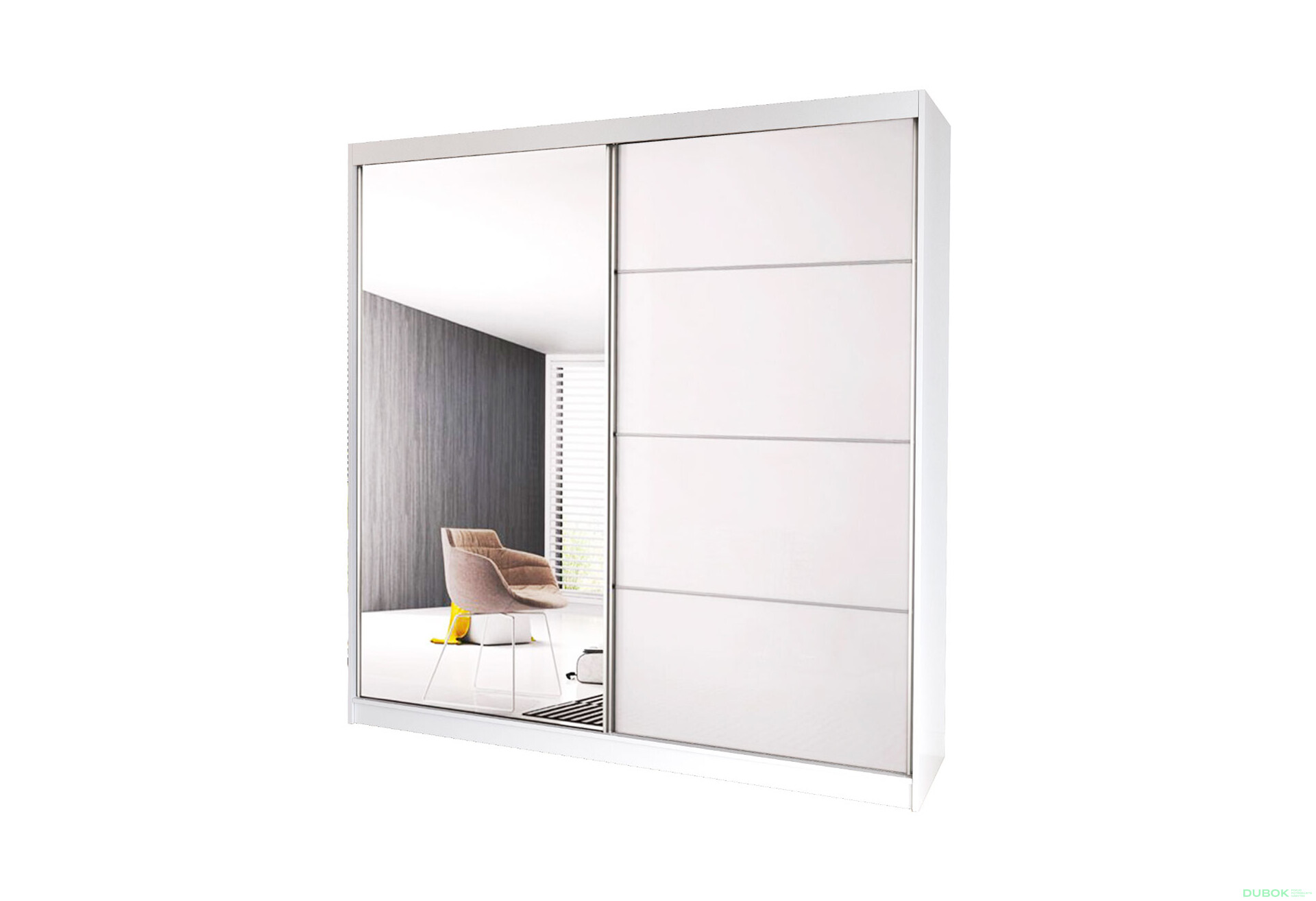 Fotografia 1 - Skriňa Multi 35, 183 biela + fasáda biely lesk + zrkadlo