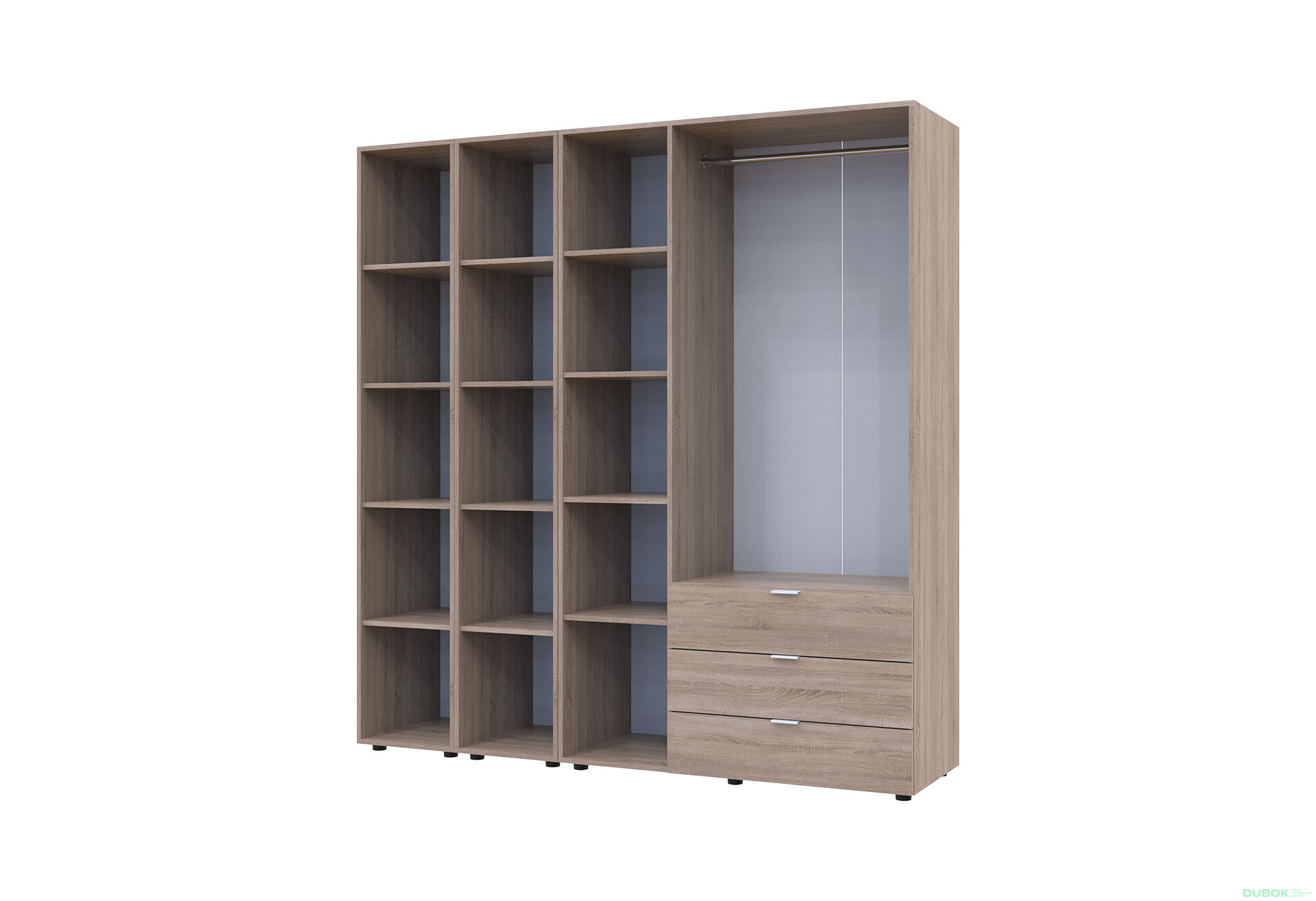 Skriňa trojdverová s 2 regálmi Gelar 192.6 cm Dub sonoma - Fotografia 3 Fotografia 3 - Skriňa trojdverová s 2 regálmi Gelar 192.6 cm Dub sonoma