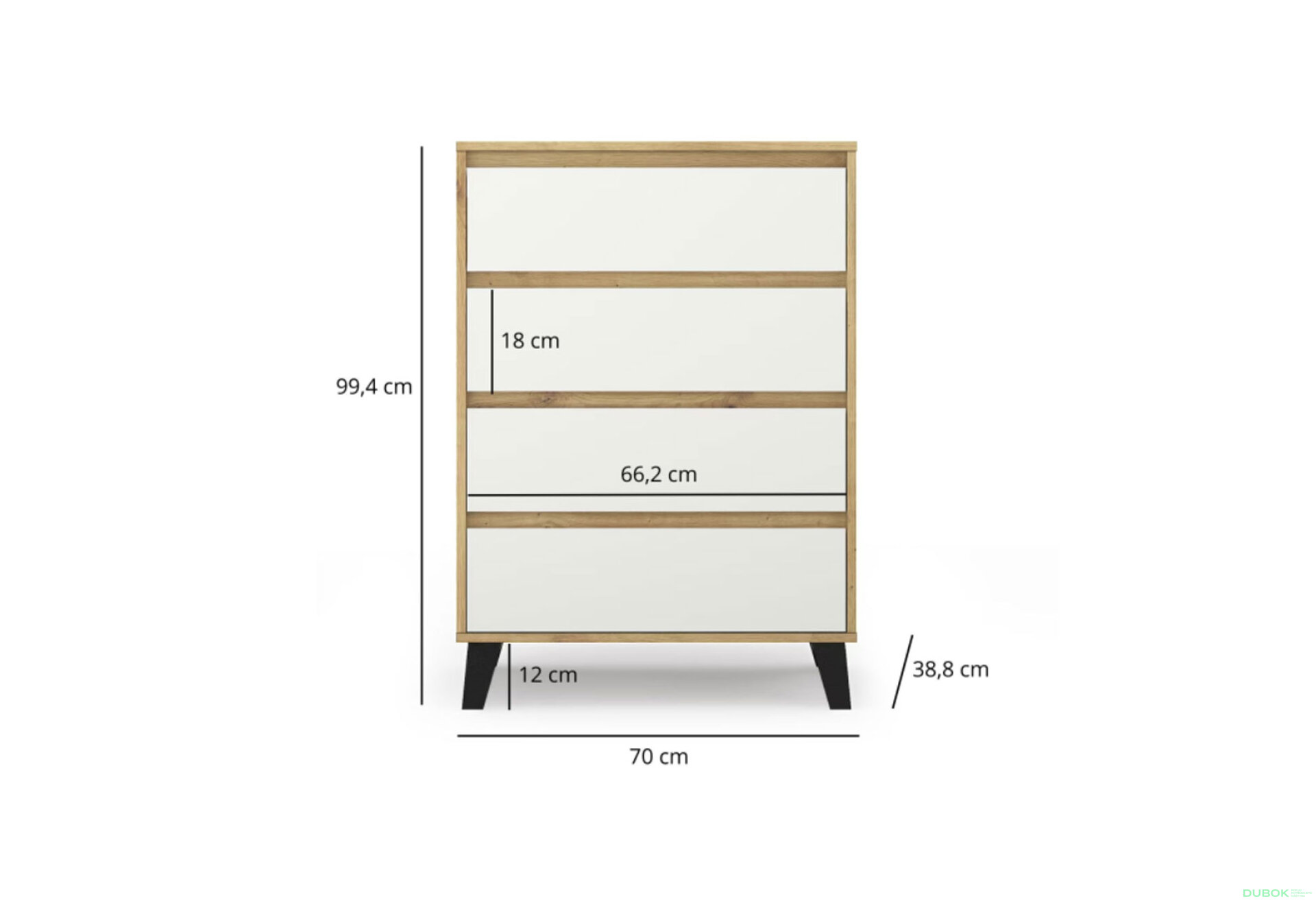 Fotografia 6 - Komoda Borg 4s/70 dub artisan / biela