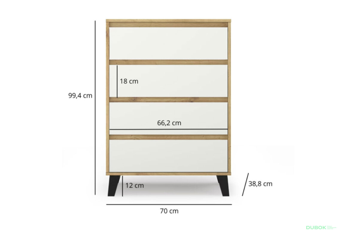 Fotografia 6 - Komoda Borg 4s/70 dub artisan / biela