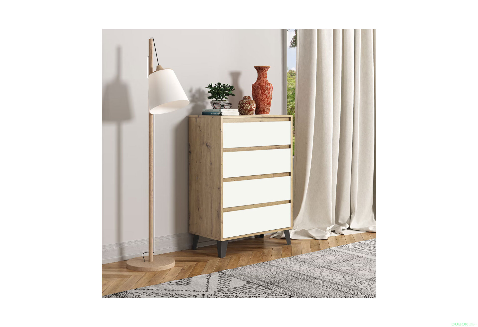 Fotografia 2 - Komoda Borg 4s/70 dub artisan / biela