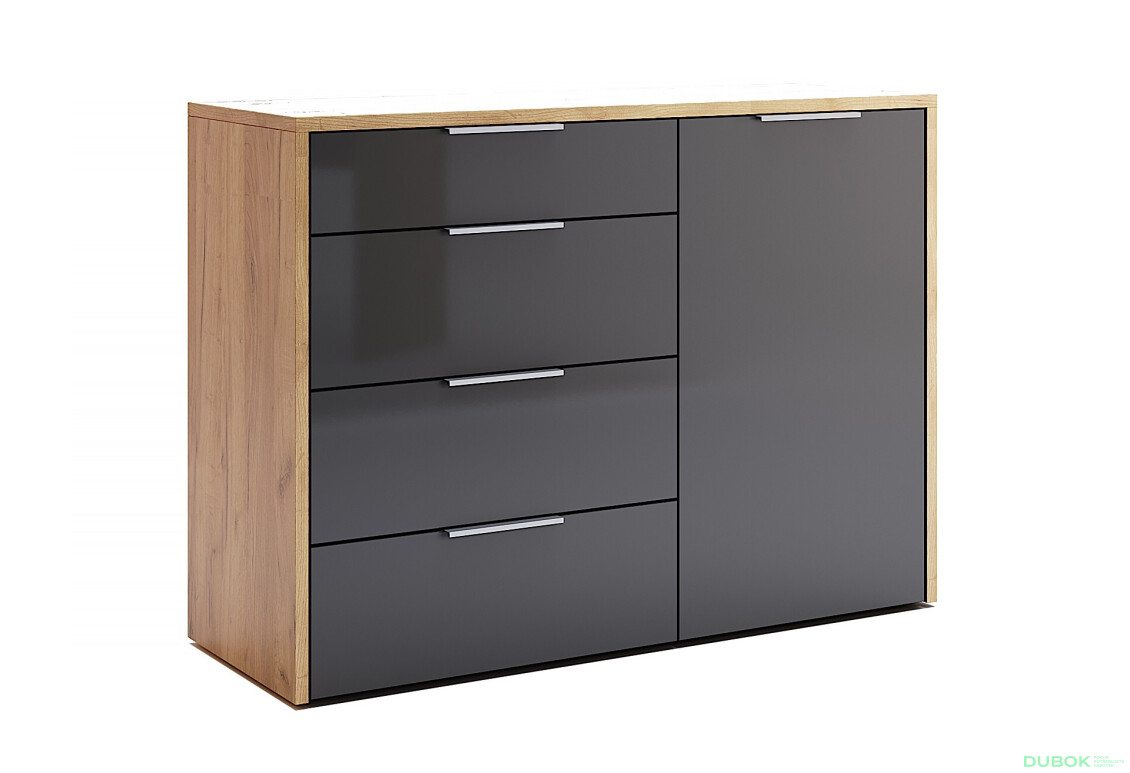 Komoda 1dv 4šu Lava / dub kraft Luna