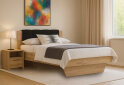 Fotografia 2 - Posteľ 140x200, čalúnené čelo (bez rámu) Lava / dub kraft Luna