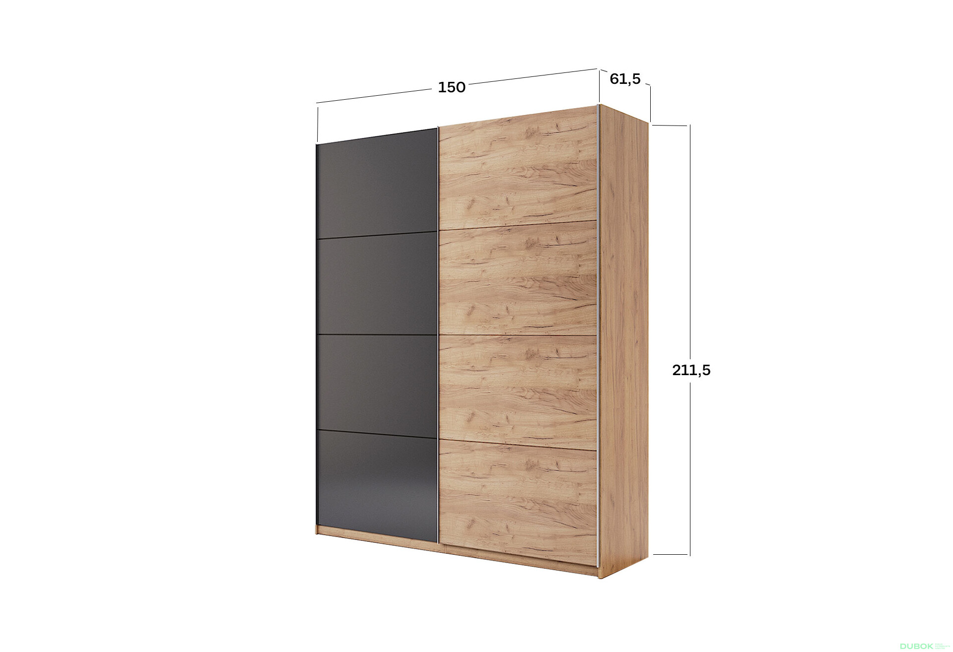 Fotografia 9 - Skriňa s posuvnými dverami 1.5x2.1m (Dvere Dub Kraft/Mat Láva), séria N Luna