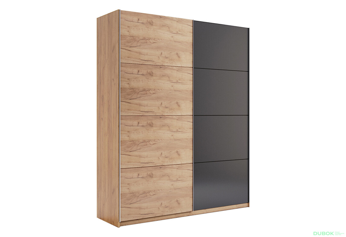 Skriňa s posuvnými dverami 1.5x2.1m (Dvere Dub Kraft/Mat Láva), séria N Luna - Fotografia 14 Fotografia 14 - Skriňa s posuvnými dverami 1.5x2.1m (Dvere Dub Kraft/Mat Láva), séria N Luna