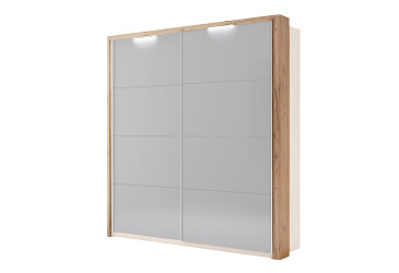 Záclonová tyč s osvetlením k skrini s posuvnými dverami 2,0x2,1 m, Lava / dub kraft
