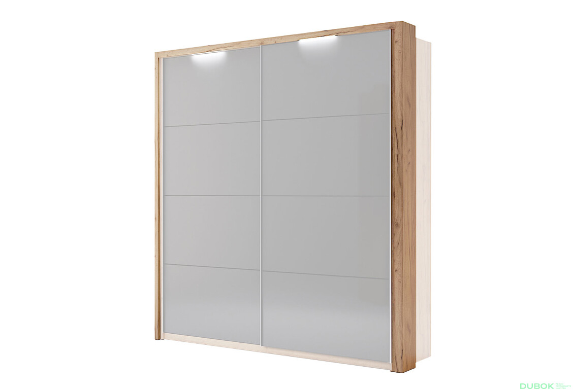Záclonová tyč s osvetlením k skrini s posuvnými dverami 2,0x2,1 m, Lava / dub kraft Luna - Fotografia 1 Fotografia 1 - Záclonová tyč s osvetlením k skrini s posuvnými dverami 2,0x2,1 m, Lava / dub kraft Luna