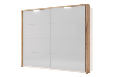 Záclonová tyč s osvetlením k skrini s posuvnými dverami 2.5x2.1 m, Lava / dub kraft