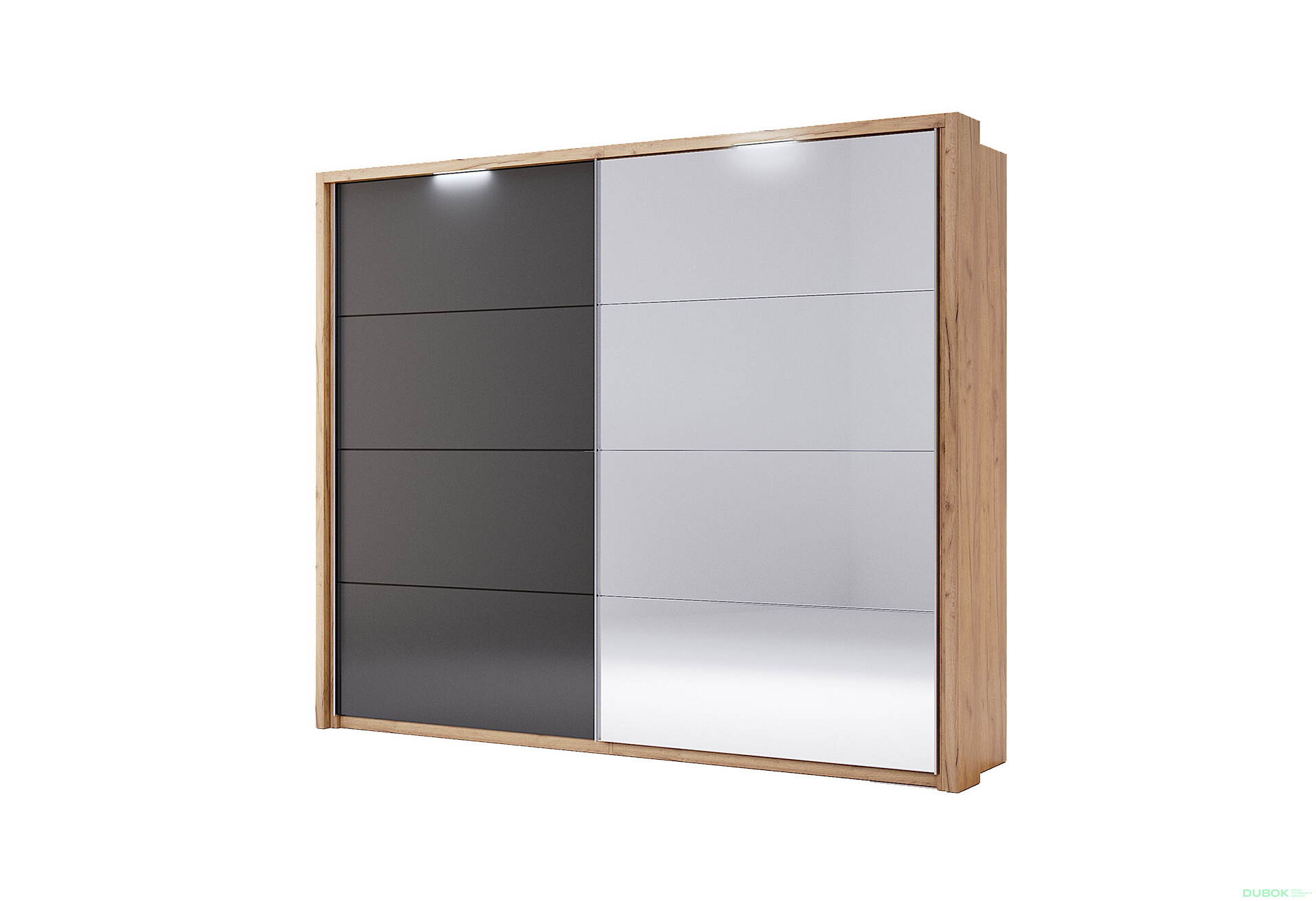 Záclonová tyč s osvetlením k skrini s posuvnými dverami 2.5x2.1 m, Lava / dub kraft Luna - Fotografia 4 Fotografia 4 - Záclonová tyč s osvetlením k skrini s posuvnými dverami 2.5x2.1 m, Lava / dub kraft Luna
