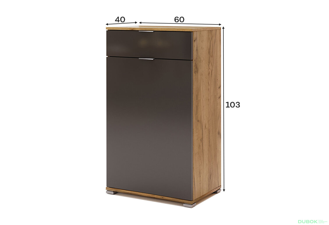 Fotografia 4 - Komoda 1dv 1šu Lava / dub kraft Luna