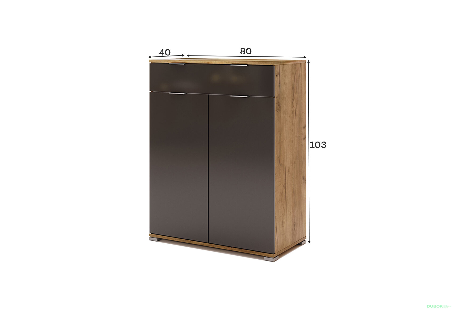 Fotografia 5 - Komoda 2dv 1šu Lava / dub kraft Luna