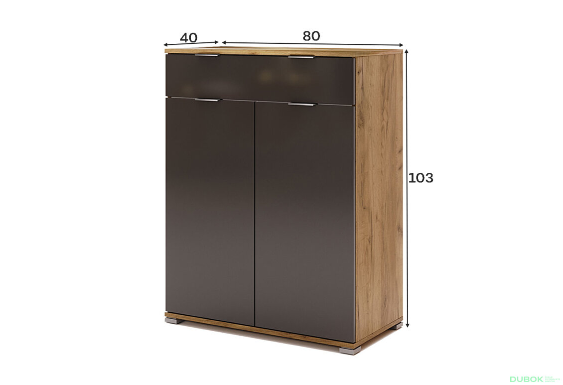 Fotografia 5 - Komoda 2dv 1šu Lava / dub kraft Luna