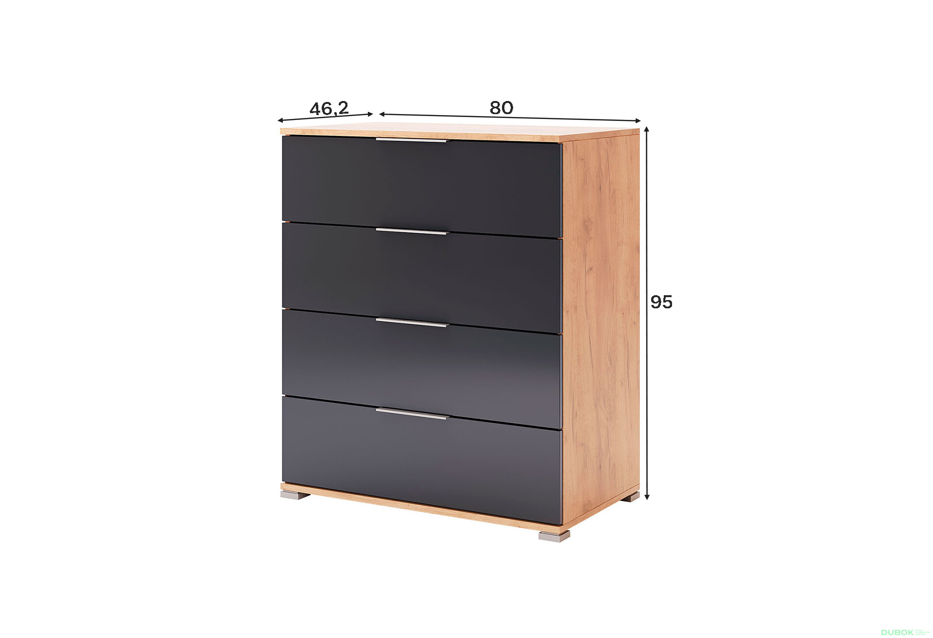 Fotografia 3 - Komoda Junior 4šu Lava / dub kraft Luna