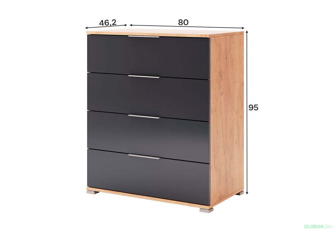 Fotografia 3 - Komoda Junior 4šu Lava / dub kraft Luna