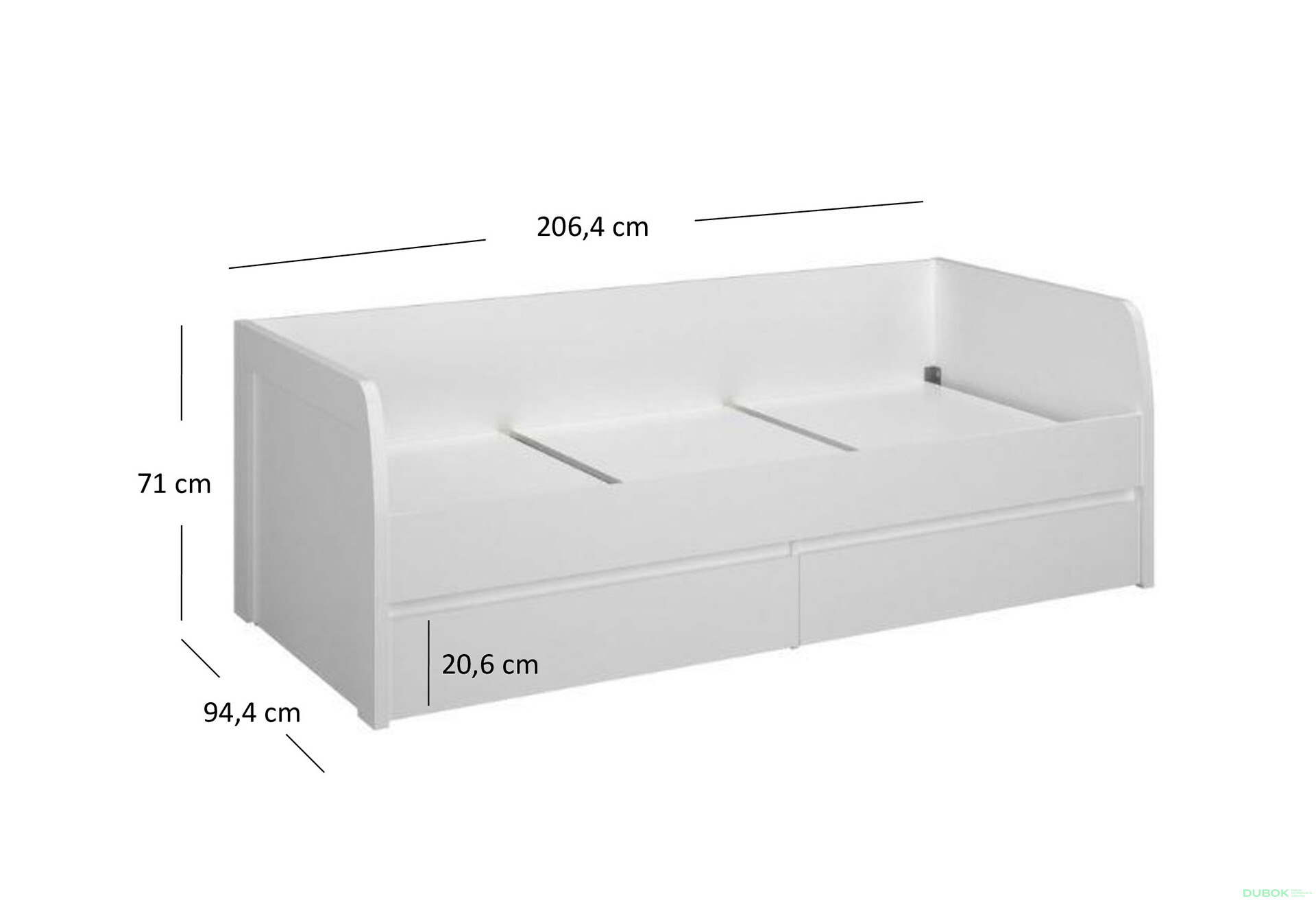 Fotografia 8 - Posteľ 2s/90x200 s roštom biela Erden
