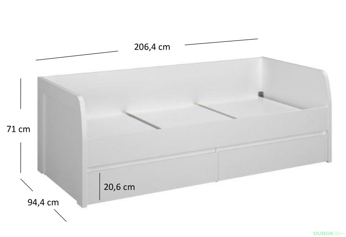 Fotografia 8 - Posteľ 2s/90x200 s roštom biela Erden