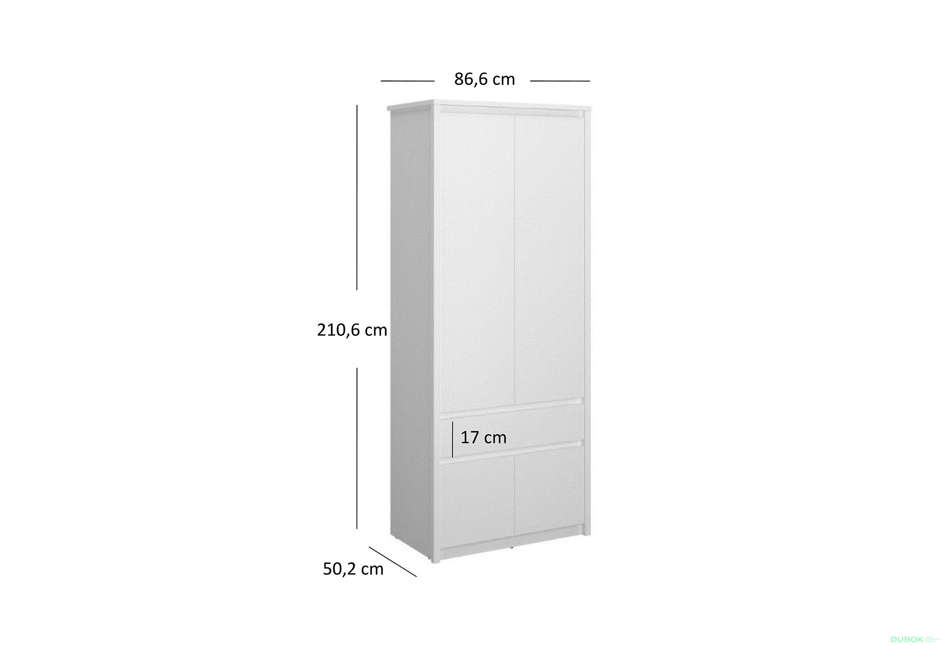 Skriňa štvordverová so zásuvkou Erden 86x210x50.2 cm Biela - Fotografia 3 Fotografia 3 - Skriňa štvordverová so zásuvkou Erden 86x210x50.2 cm Biela