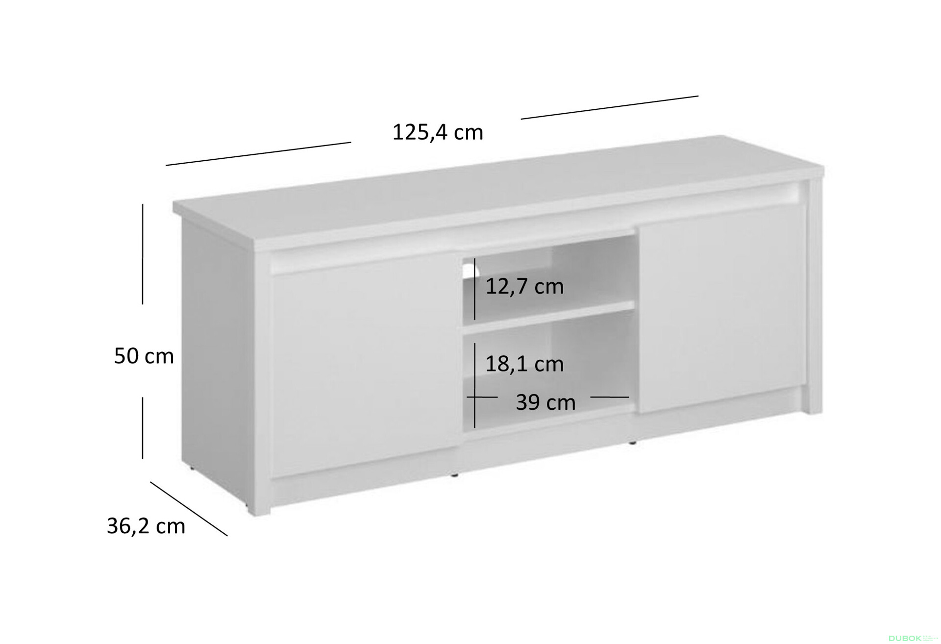 TV stolík 2d/125 biely Erden - Fotografia 4 Fotografia 4 - TV stolík 2d/125 biely Erden