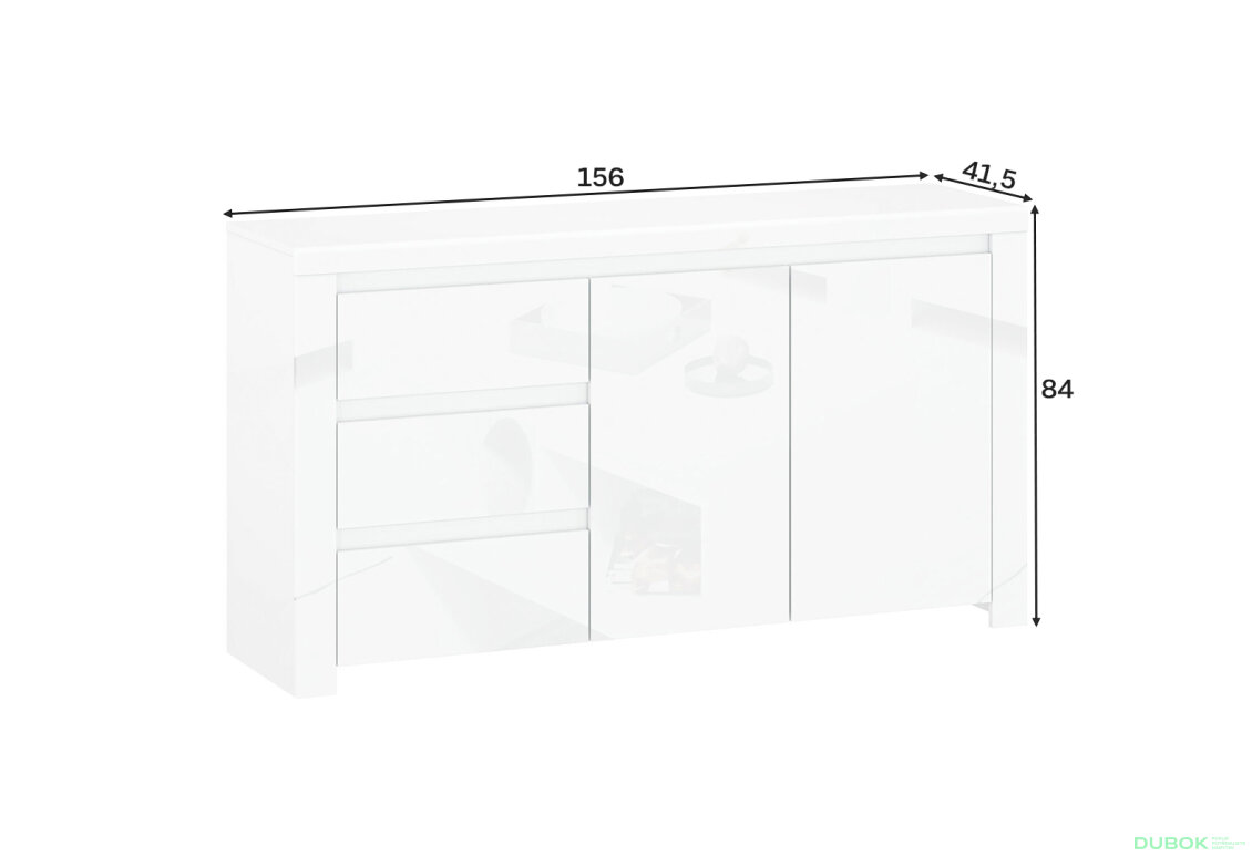 Fotografia 3 - Komoda 2d3s biely lesk Lingo