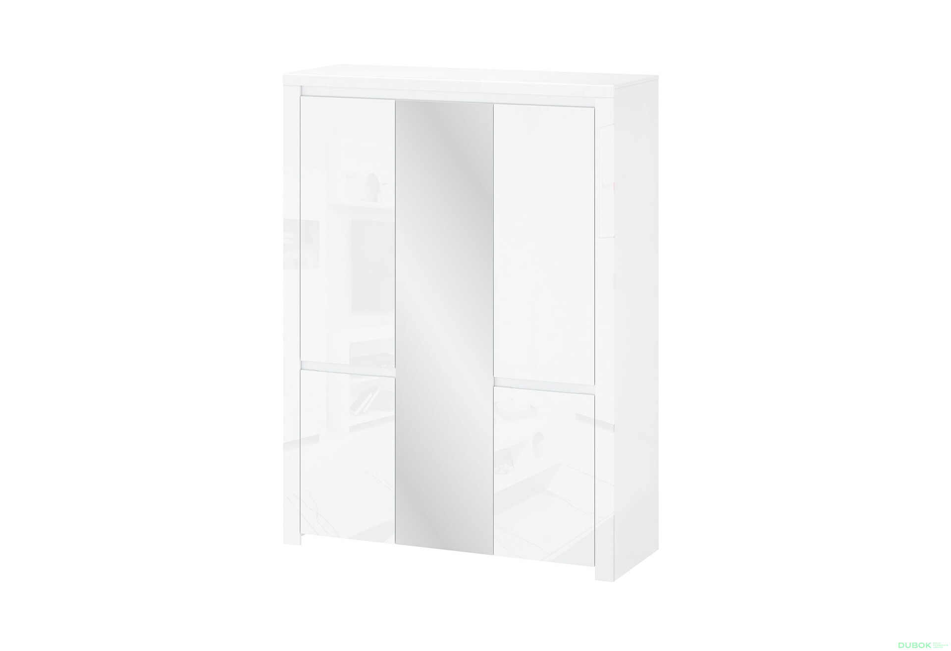 Skriňa päťdverová so zrkadlom Lingo 151x202x56 cm Biely lesk - Fotografia 1 Fotografia 1 - Skriňa päťdverová so zrkadlom Lingo 151x202x56 cm Biely lesk