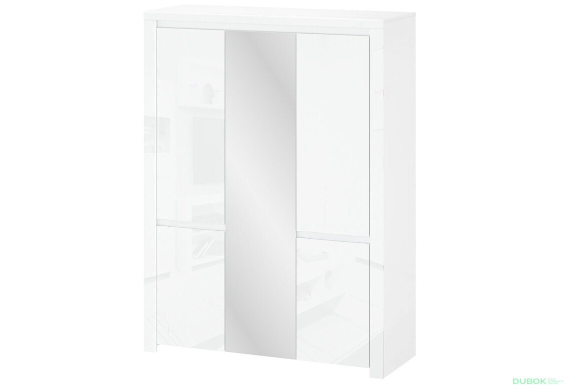 Skriňa päťdverová so zrkadlom Lingo 151x202x56 cm Biely lesk - Fotografia 1 Fotografia 1 - Skriňa päťdverová so zrkadlom Lingo 151x202x56 cm Biely lesk