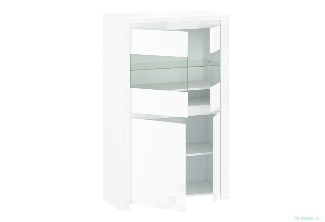 Vitrína nízka 2d2w biely lesk Lingo - Fotografia 2 Fotografia 2 - Vitrína nízka 2d2w biely lesk Lingo