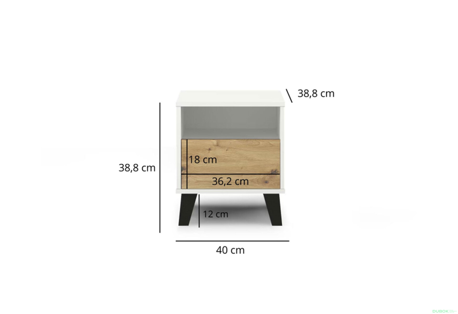 Fotografia 6 - Nočný stolík Borg 1s biely / dub artisan