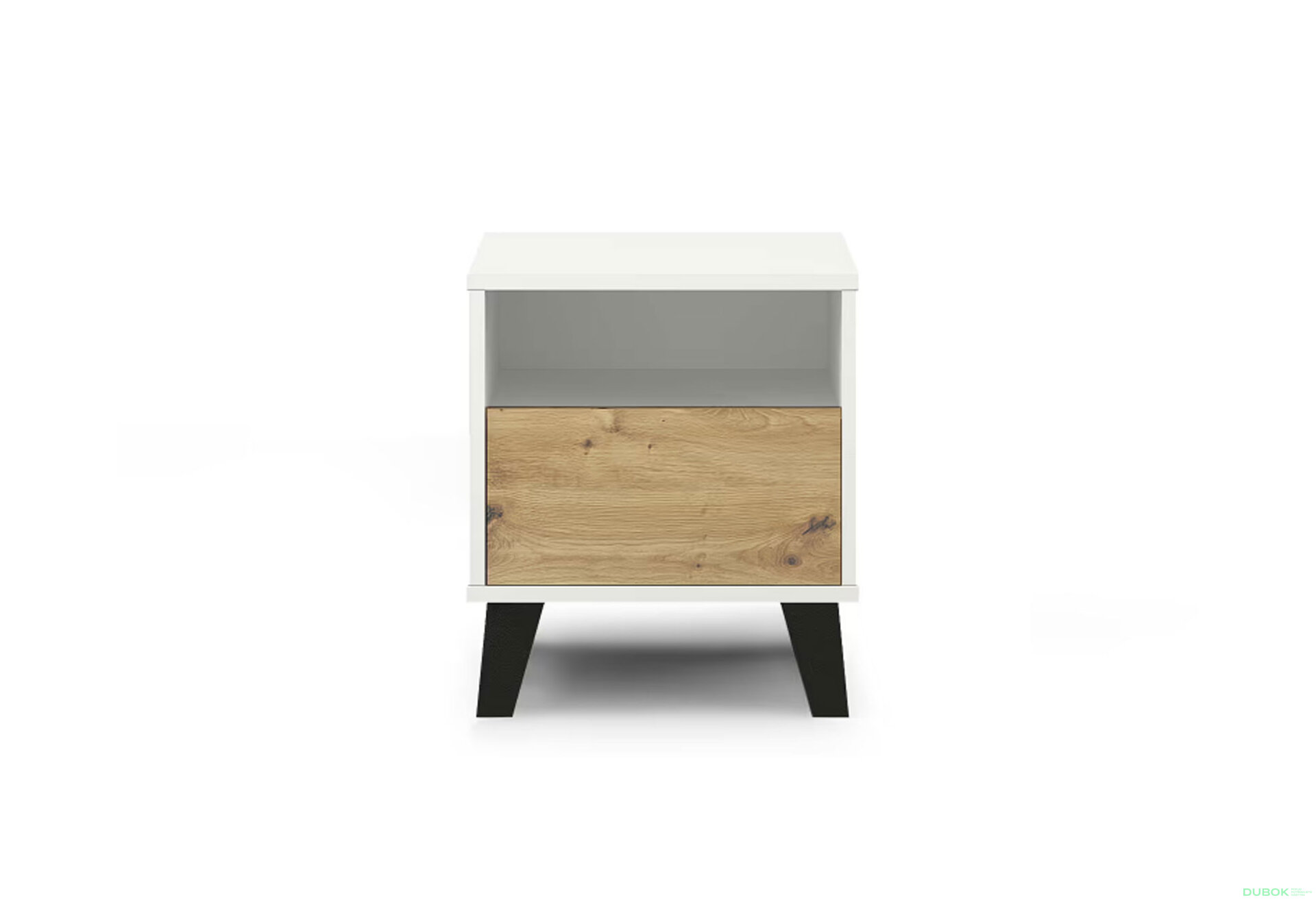 Fotografia 1 - Nočný stolík Borg 1s biely / dub artisan