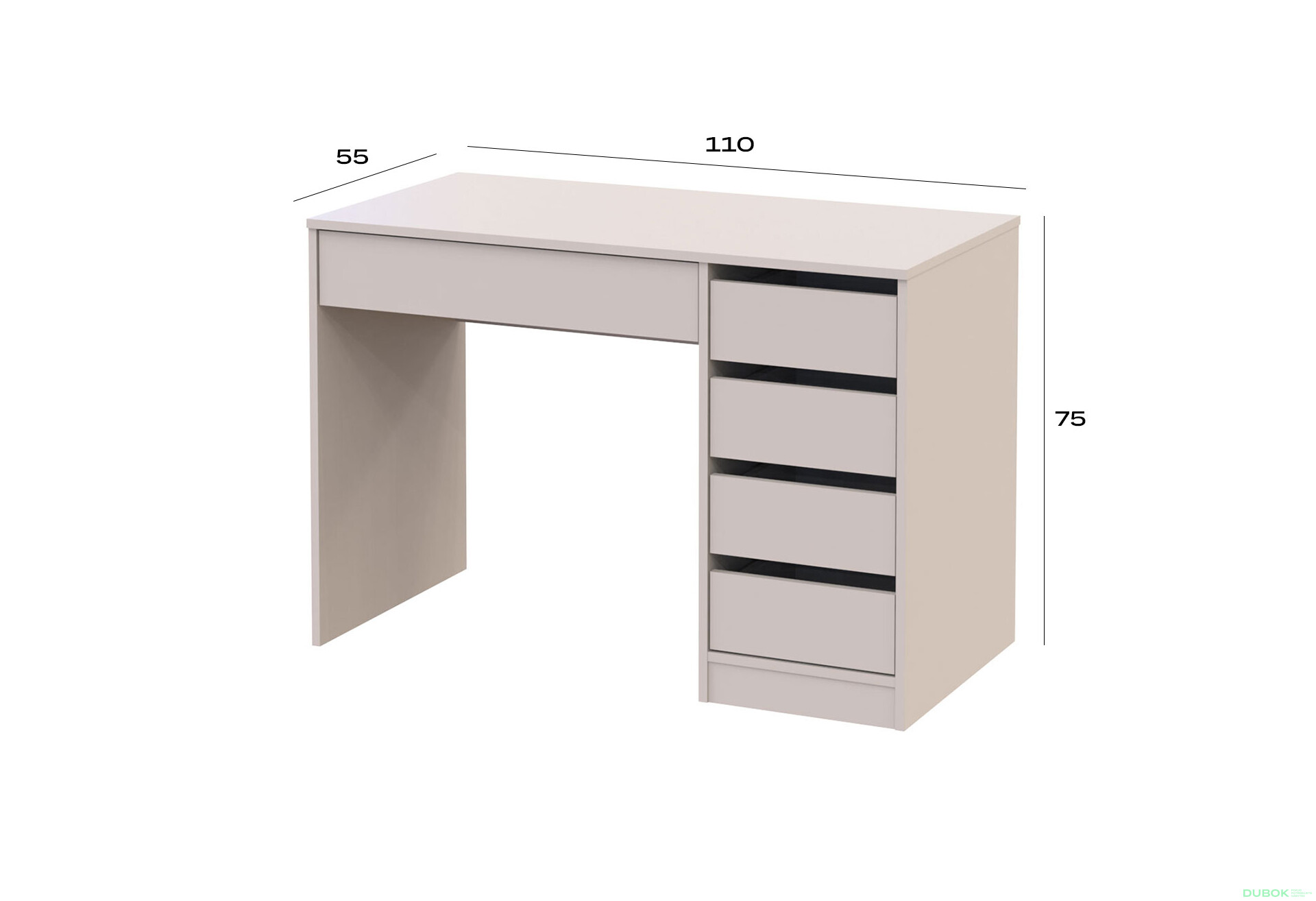 Písací stôl s pravou montážou Profi 110 cm kašmír - Fotografia 7 Fotografia 7 - Písací stôl s pravou montážou Profi 110 cm kašmír