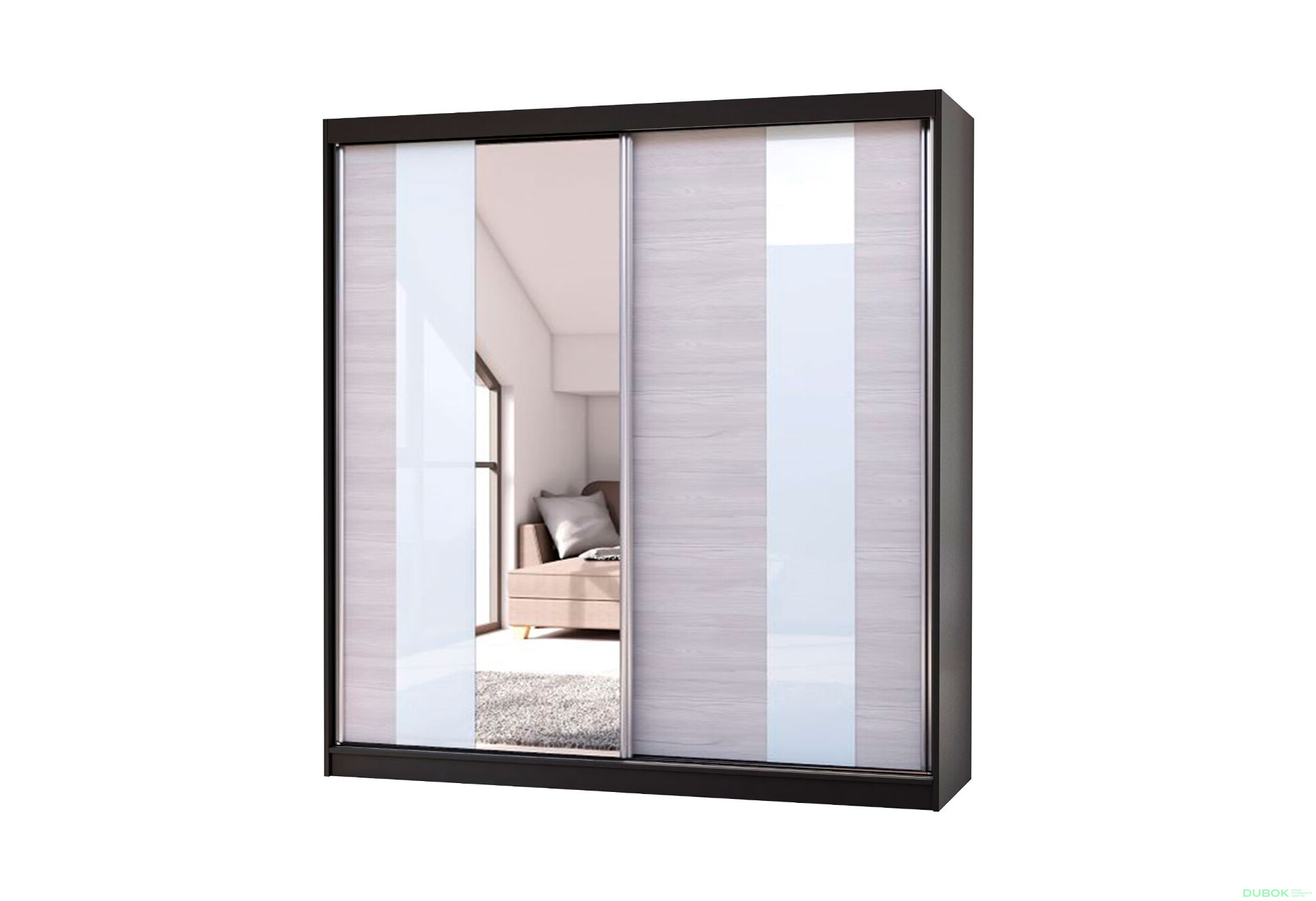 Fotografia 1 - Skriňa Multi 32, 203 čierna + fasáda kathult + lacobel + zrkadlo