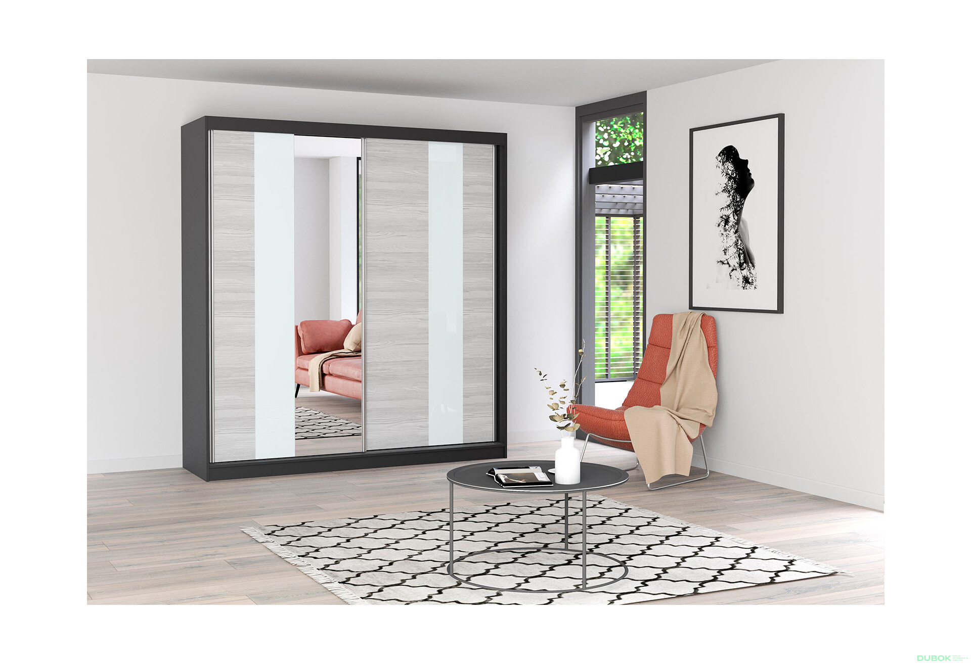 Fotografia 3 - Skriňa Multi 32, 203 čierna + fasáda kathult + lacobel + zrkadlo