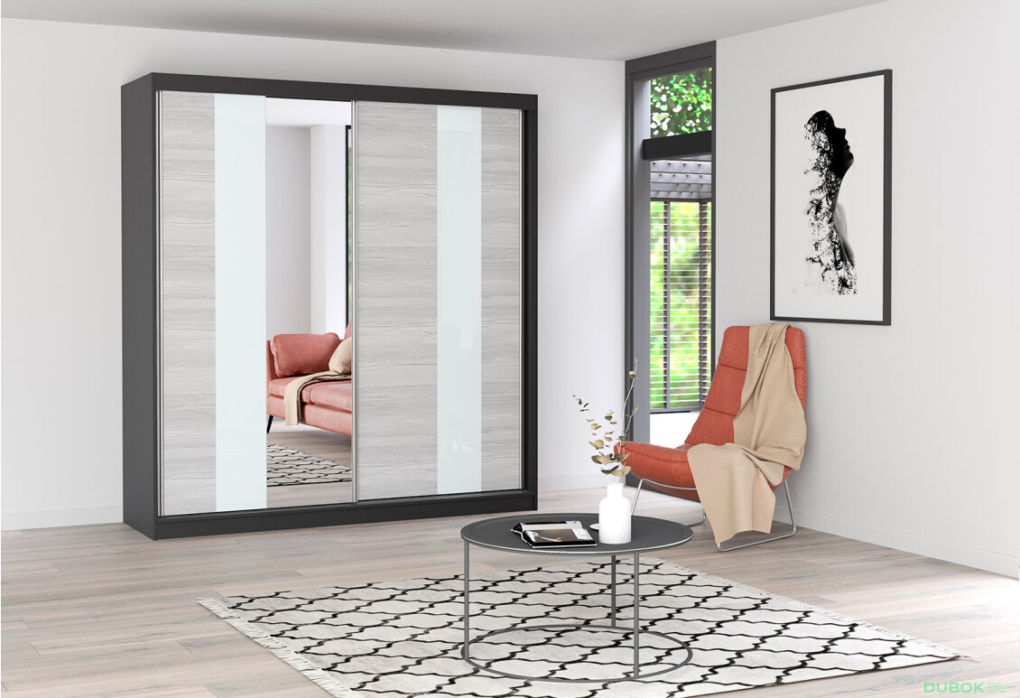 Fotografia 3 - Skriňa Multi 32, 203 čierna + fasáda kathult + lacobel + zrkadlo