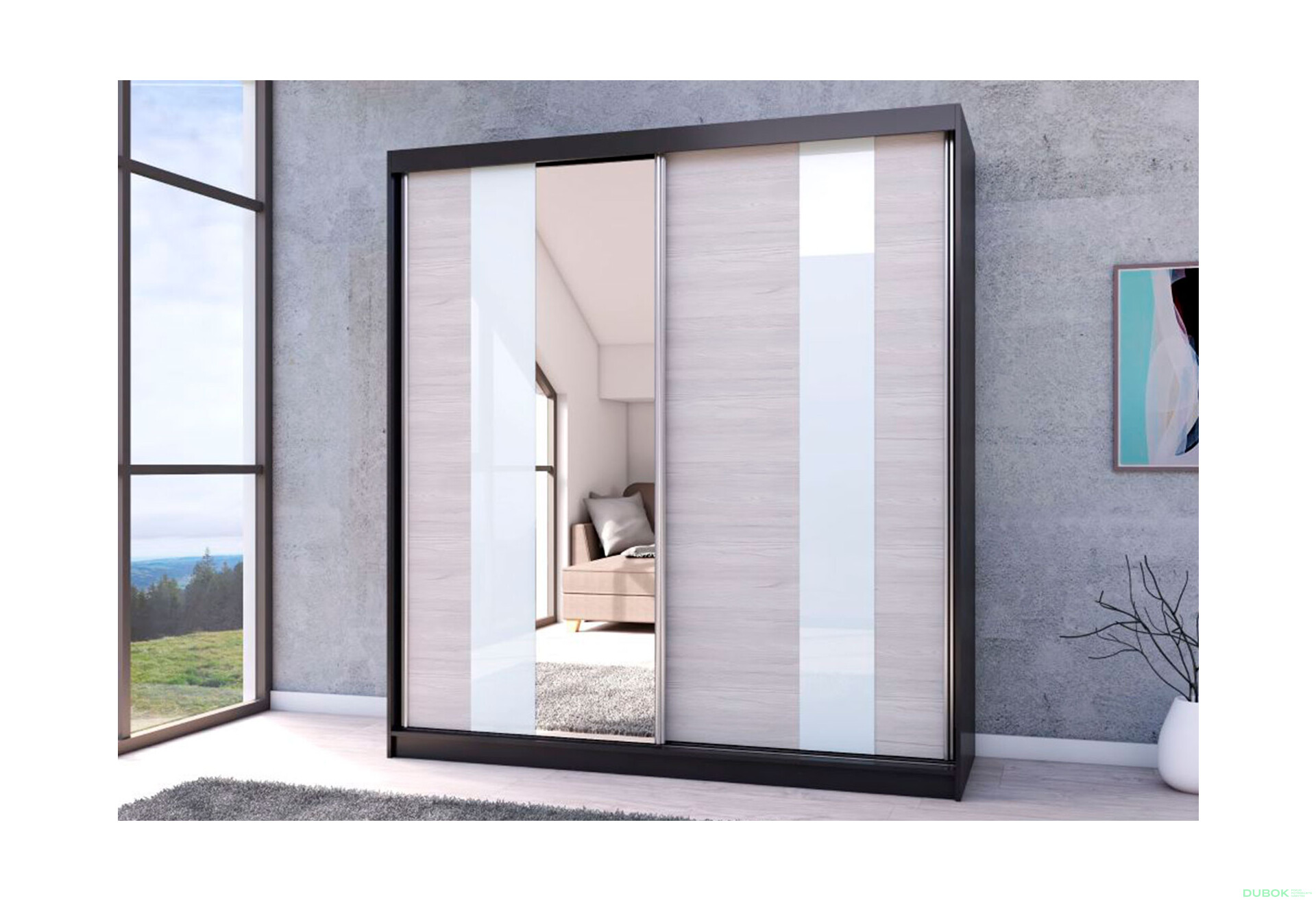 Fotografia 2 - Skriňa Multi 32, 203 čierna + fasáda kathult + lacobel + zrkadlo