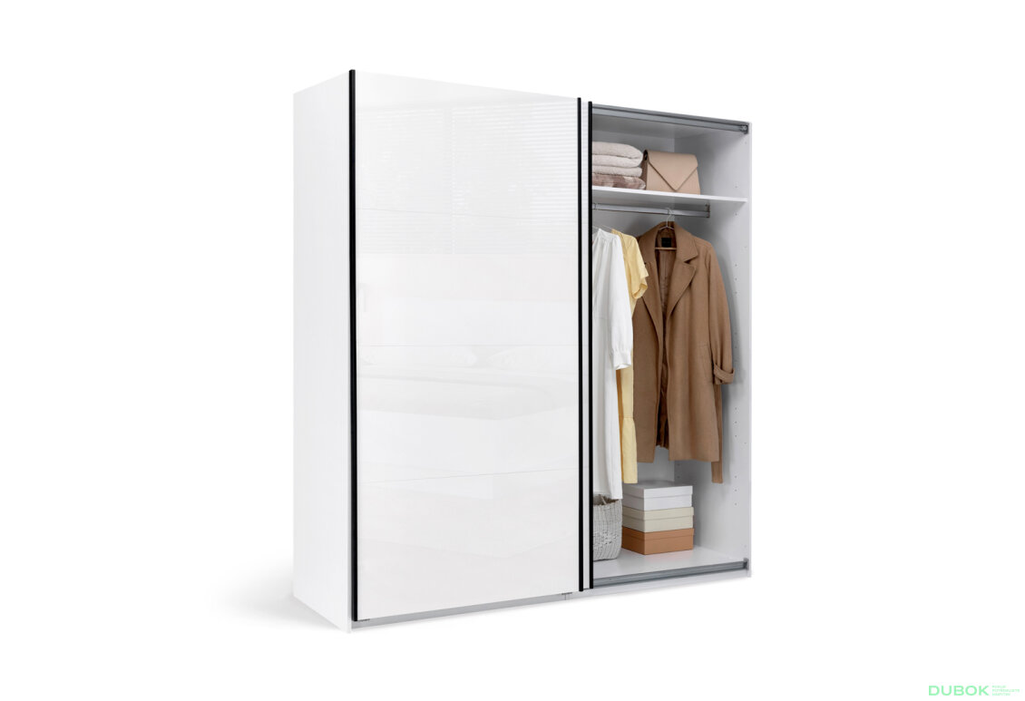 Fotografia 2 - Skriňa s posuvnými dverami 2.0х2.1m (Dvere biely lesk/Zrkadlo) Mila