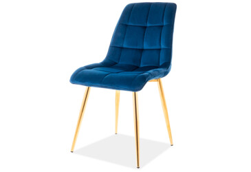 Stolička Chic Velvet tmavo modrá Bluvel 86, zlatý kov