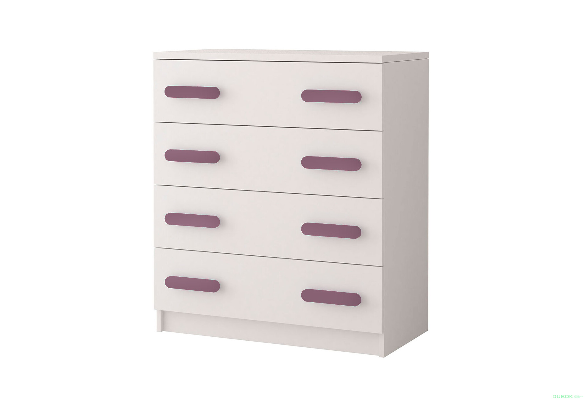 Fotografia 1 - Komoda 4S Šmyk biela, úchytky vres Idczak meble