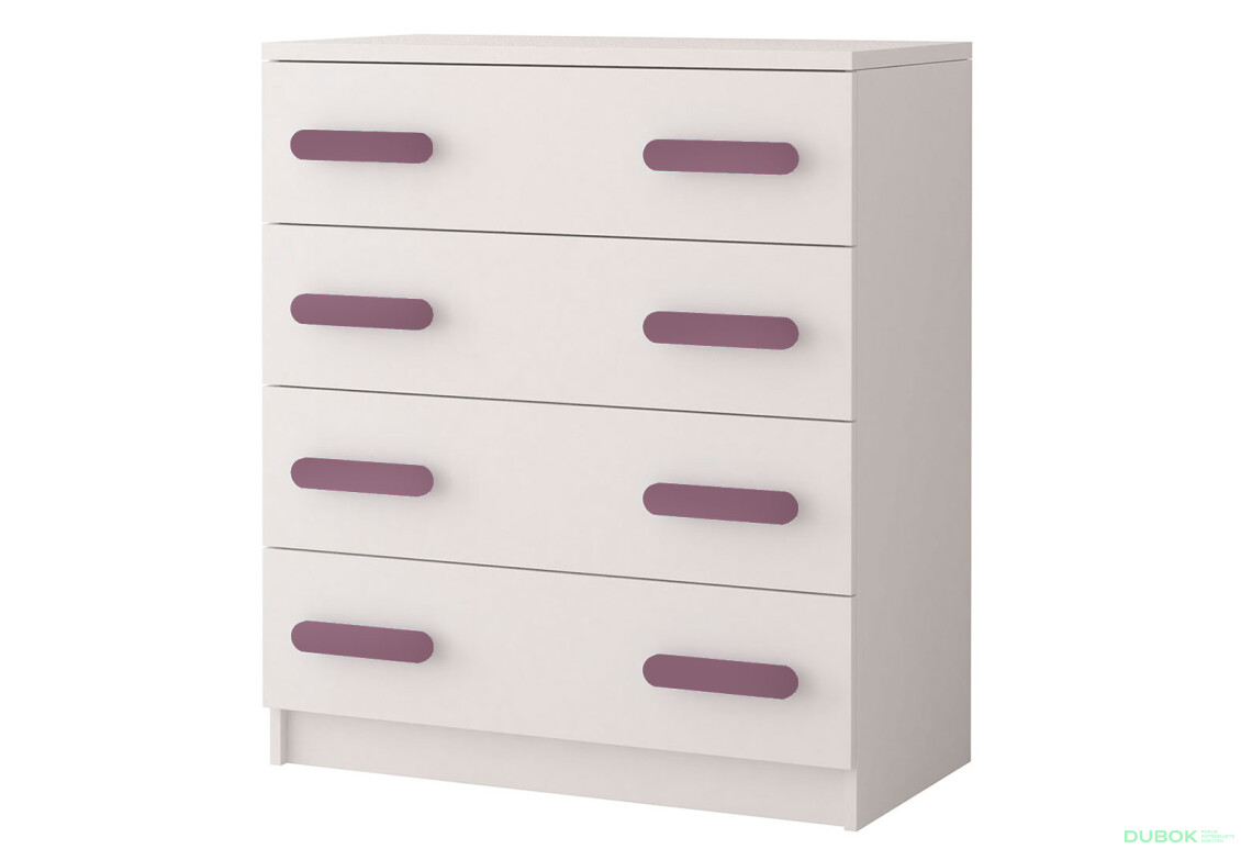 Komoda 4S Šmyk biela, úchytky vres Idczak meble